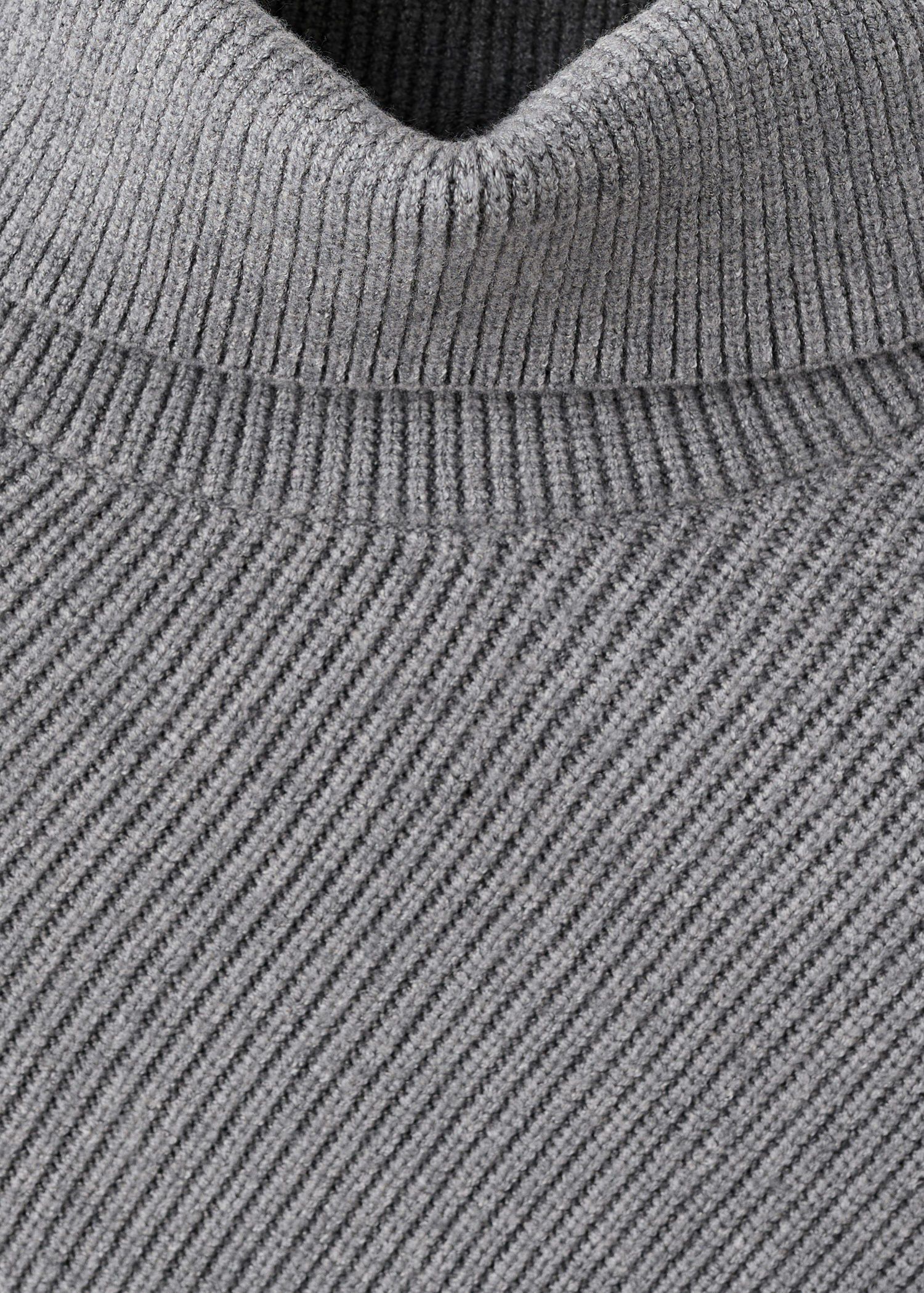 Sweater with asymmetrical roll neck