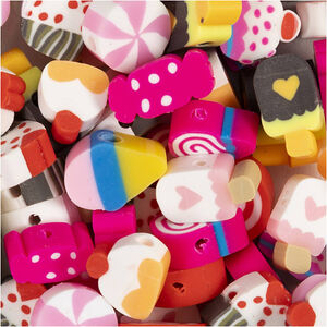 Figurperler, Slik, kager og is, diam. 10 mm, hulstr. 1,5 mm,
