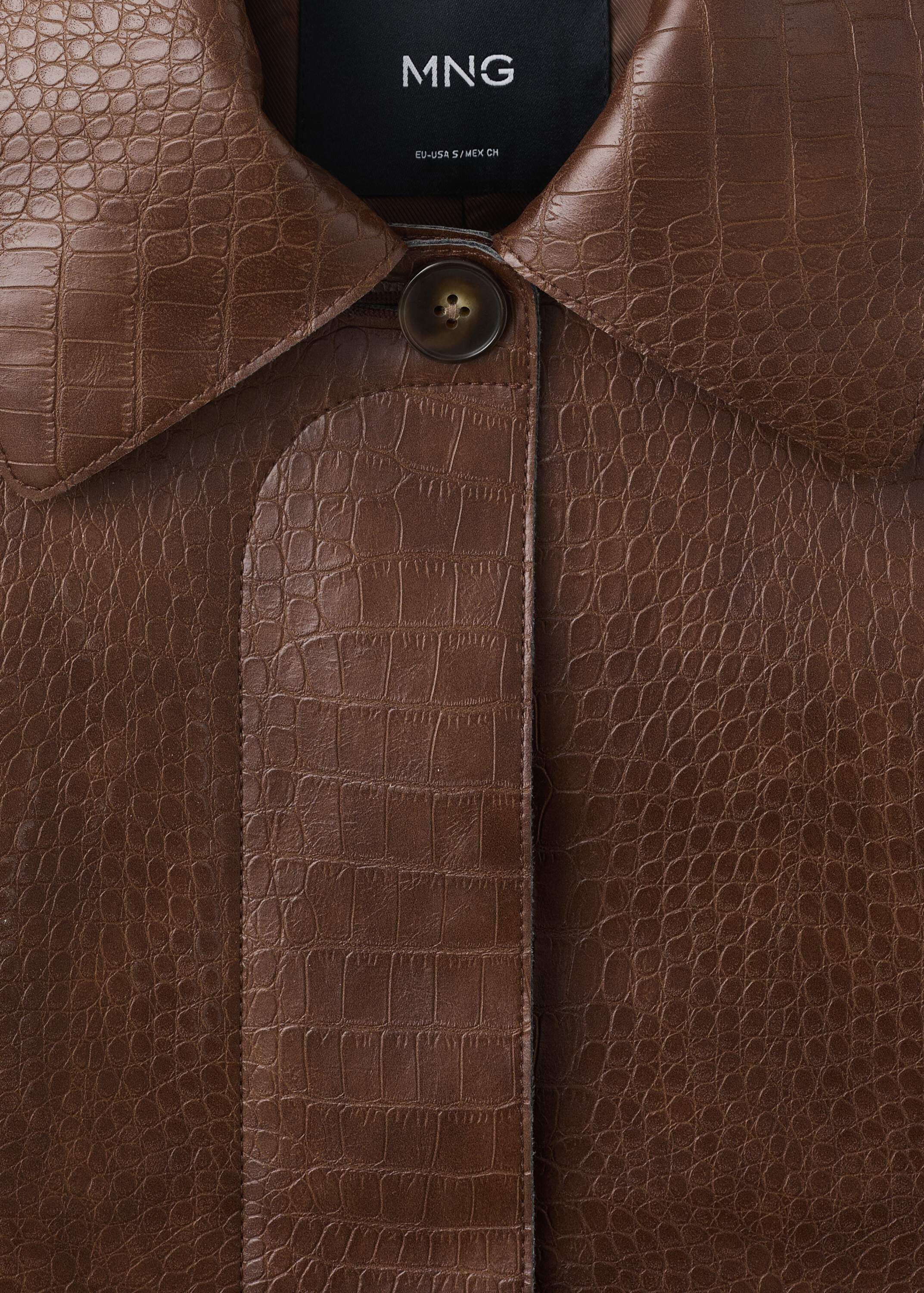 Croc-effect faux leather jacket