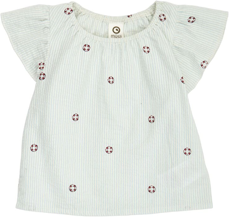 Seersucker stripe frill s/s T baby