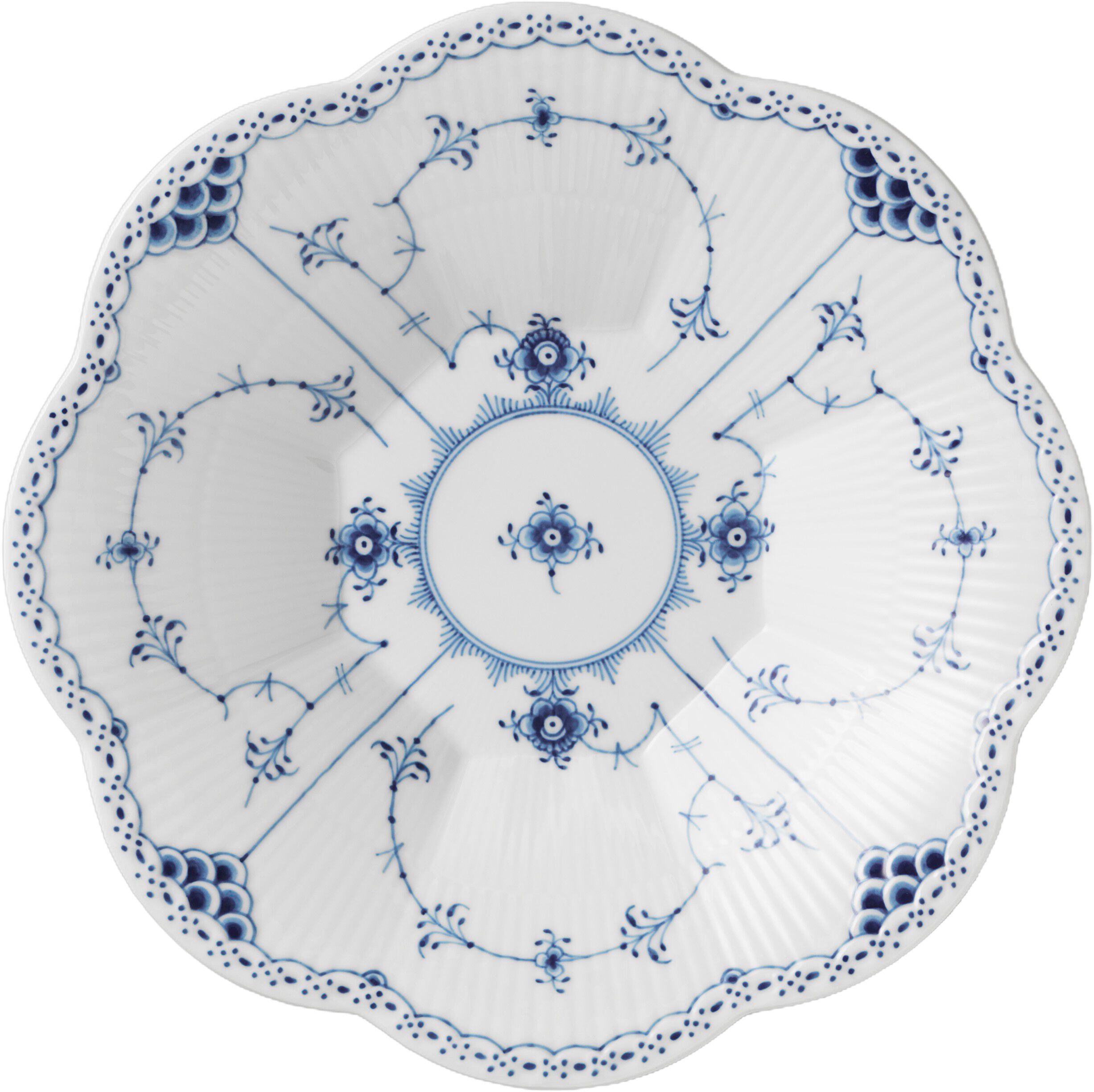 Musselmalet Halvblonde kantet sk&aring;l 25,5 cm