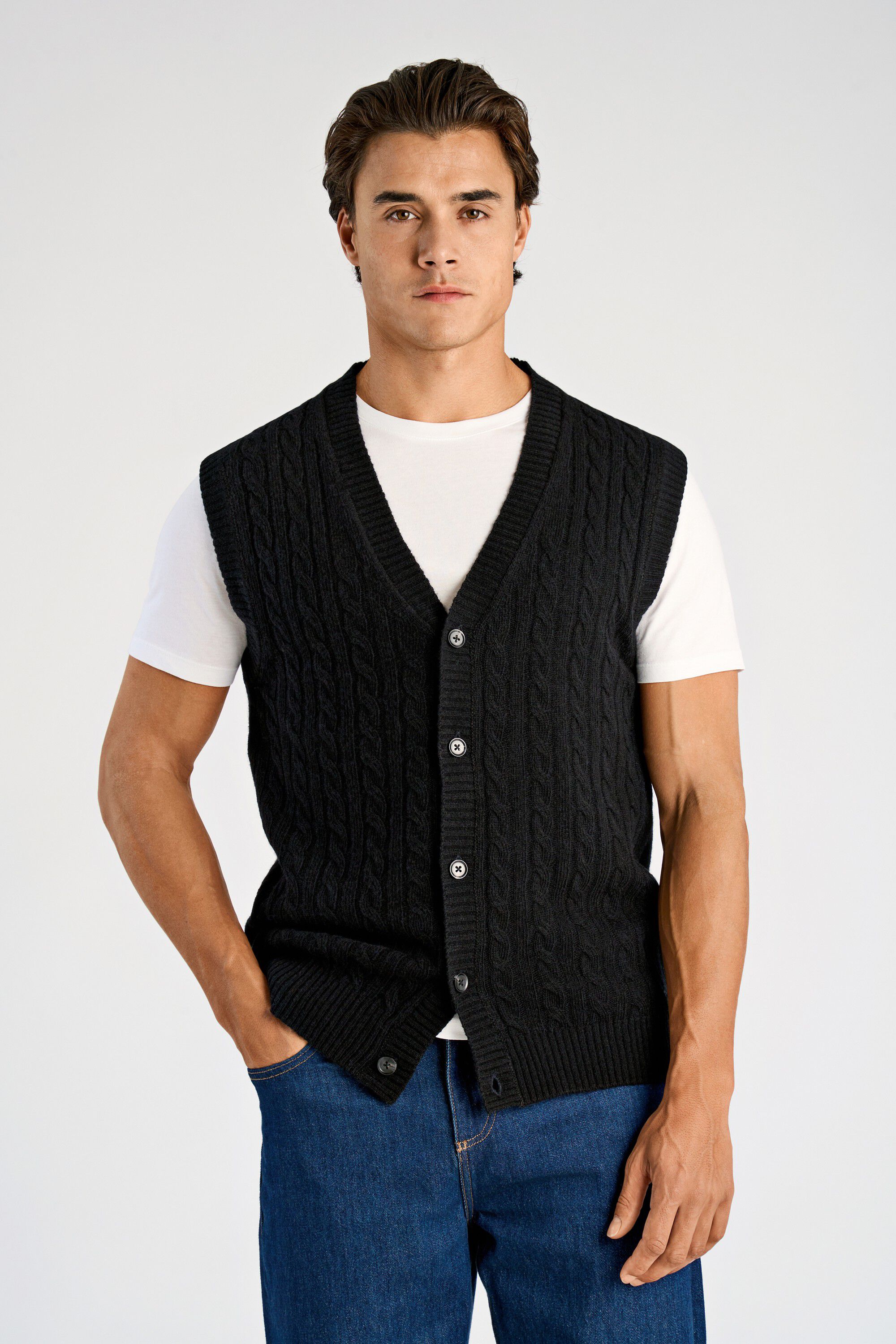 Lambswool button slipover