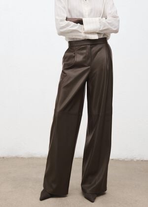 Leather-effect wide-leg trousers