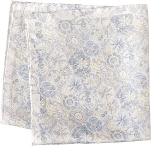 White Motif Silk Pocket Square