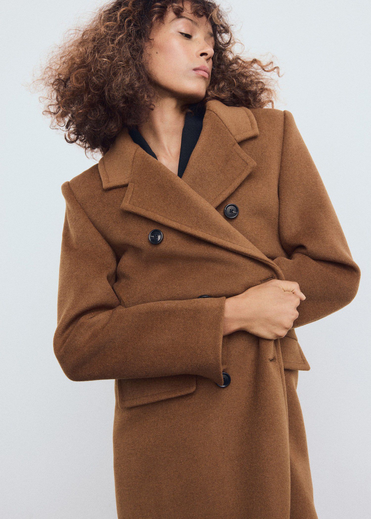 Double-breasted wool coat