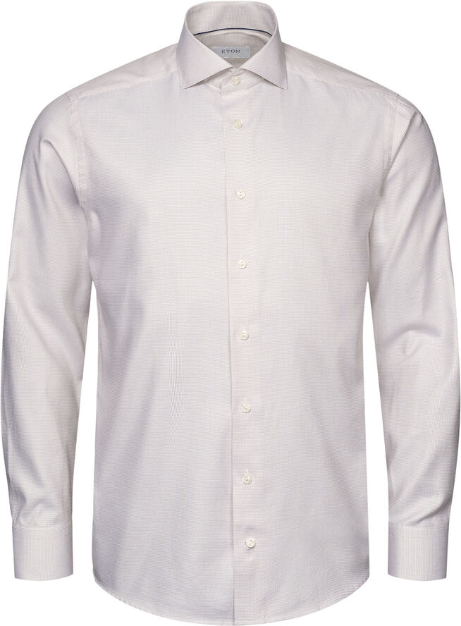 Contemporary Fit Beige Melange Semi Solid Fine Twill Shirt