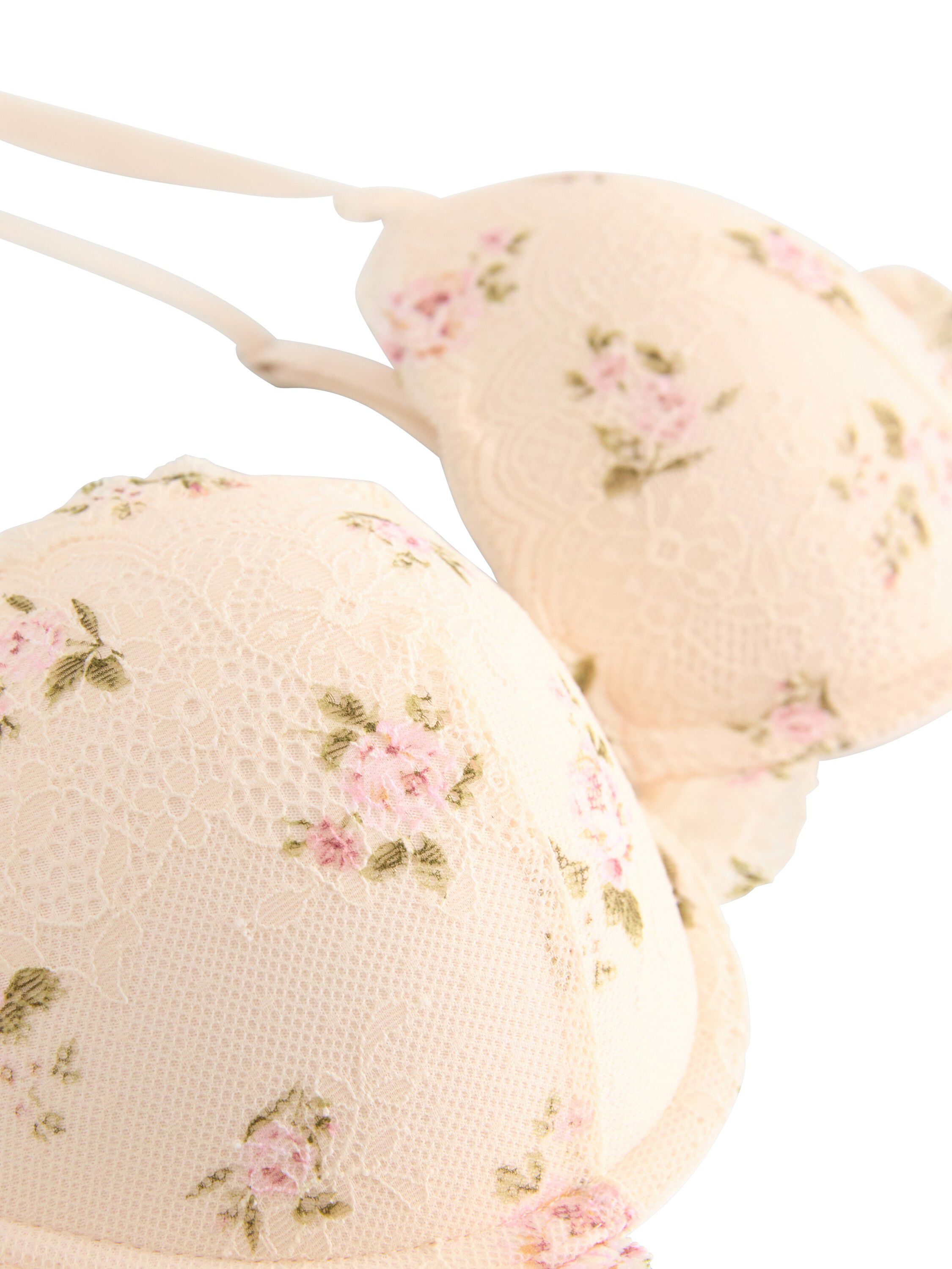 A push-up bra with lace.