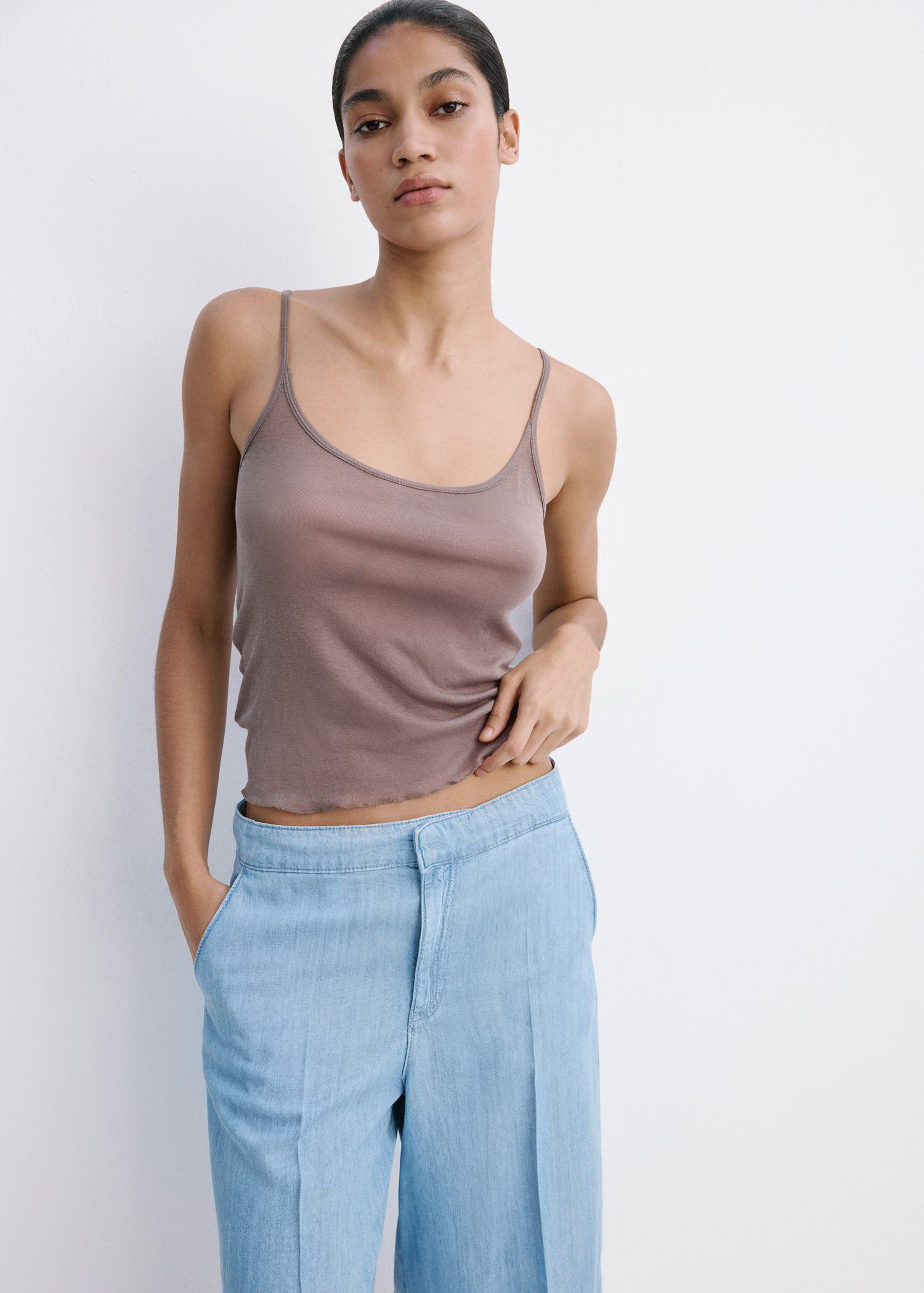 Straight low-rise denim Bermuda sho