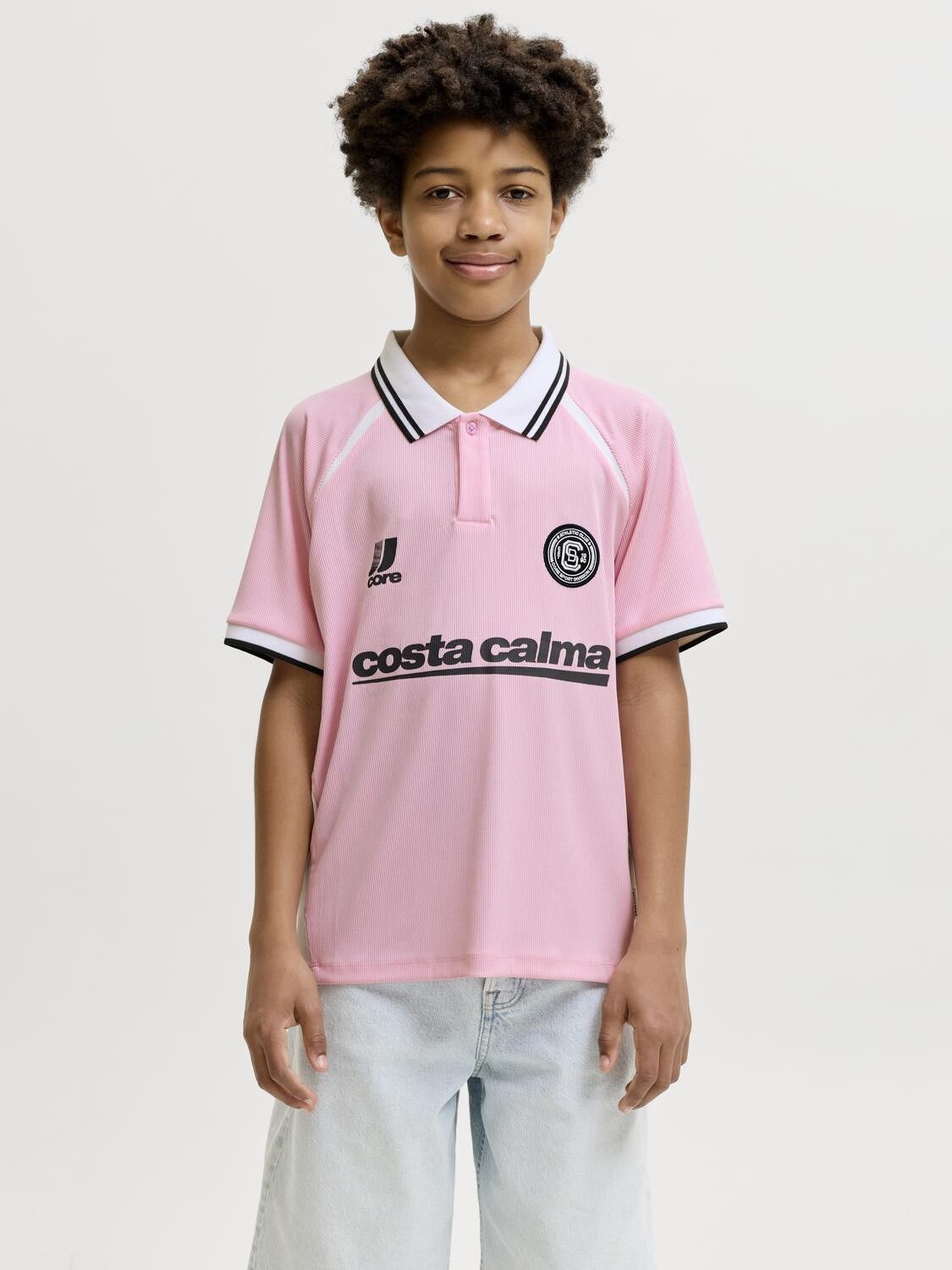 Jcoclub Ribbed Football Polo Ss Jnr