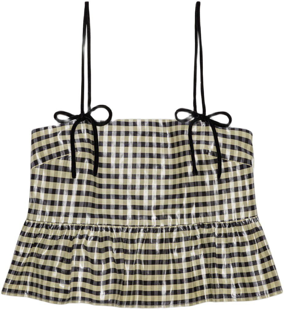 Shiny Check Jacquard Top