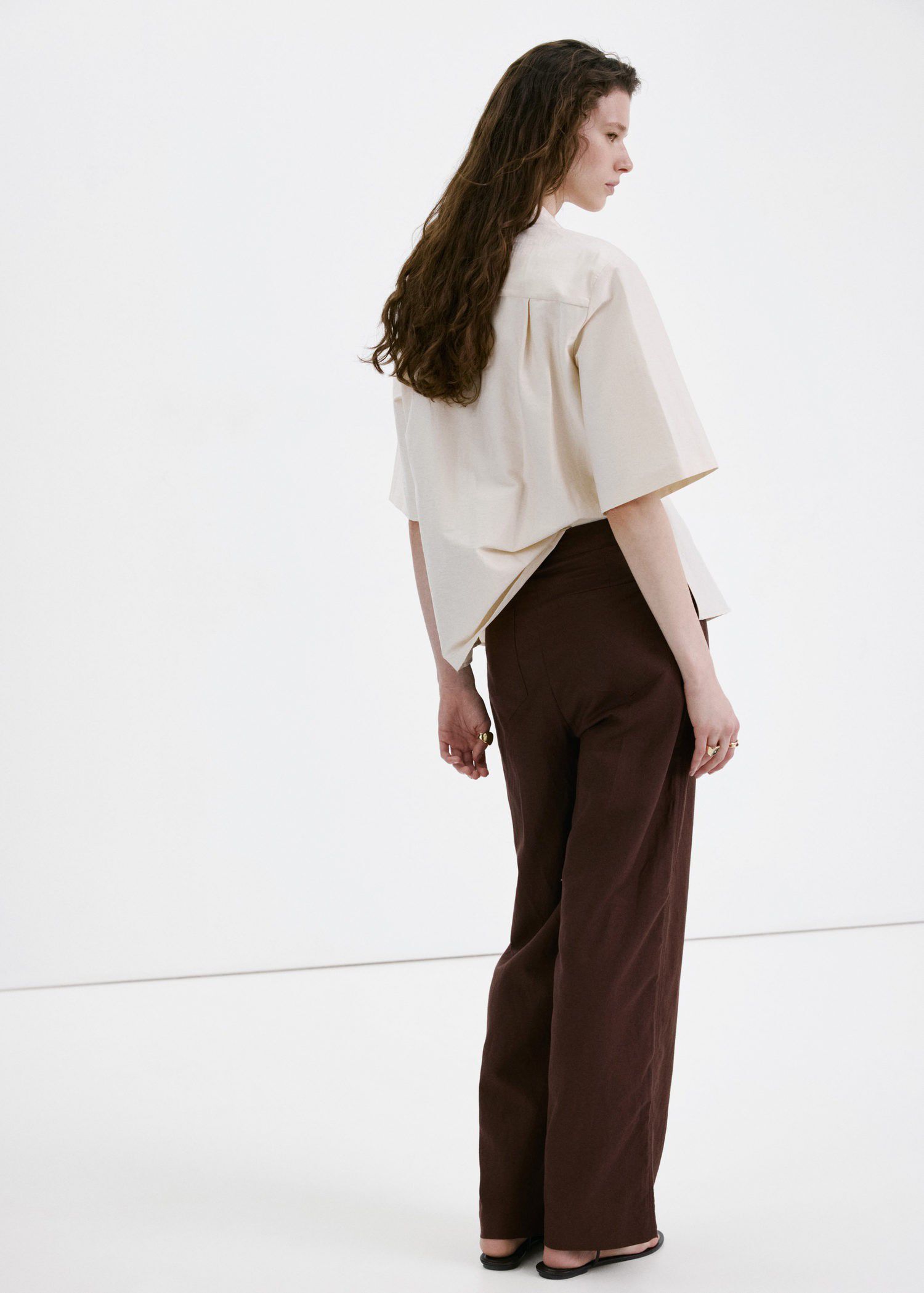 Linen high-waist trousers