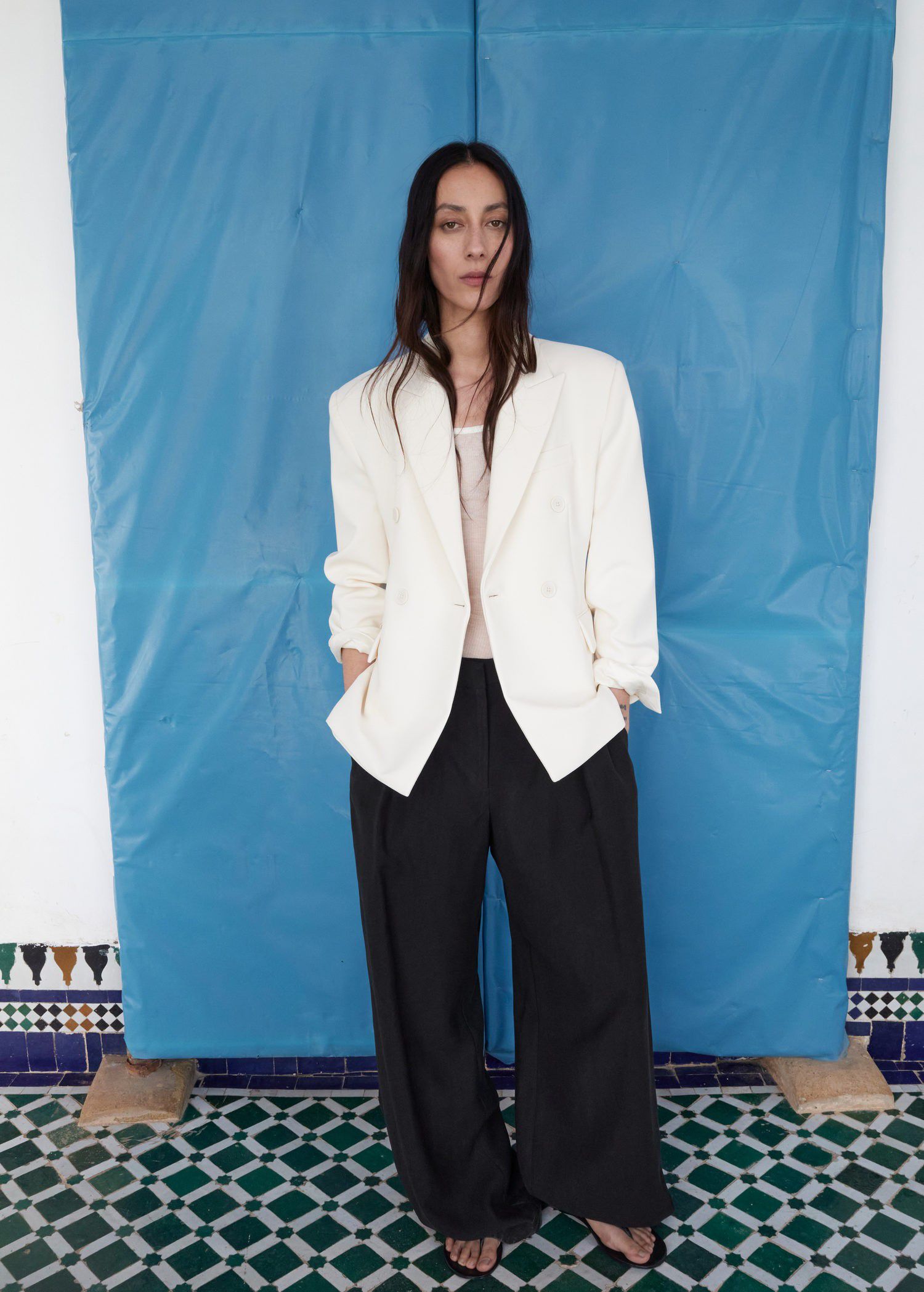 Straight-fit lyocell trousers