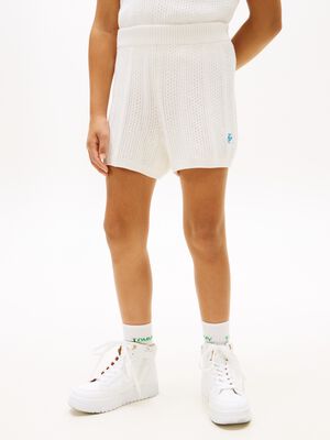 Logo Embroidery Crochet Shorts