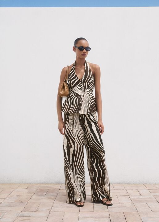 Zebra print linen pants