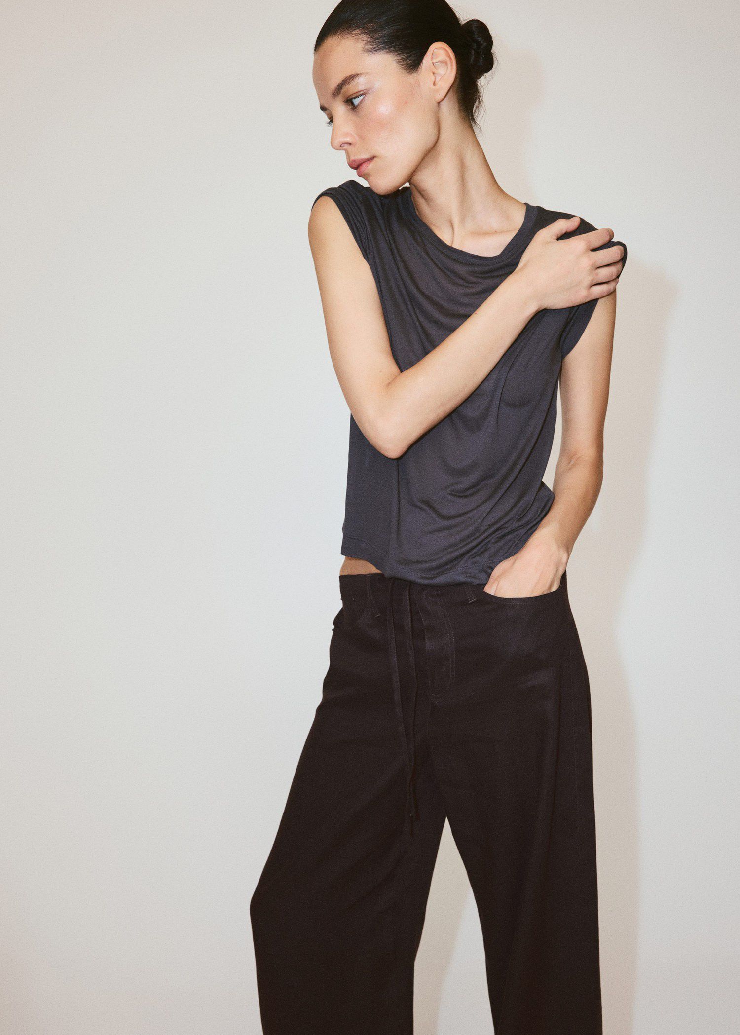 Bow linen trousers