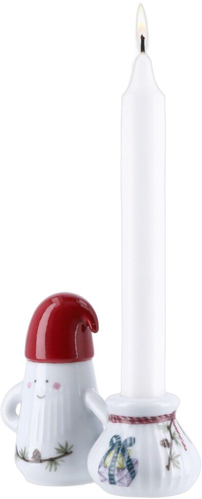 Hammersh&oslash;i Christmas Nissefar lysestage H8. 5 hvid m. deko