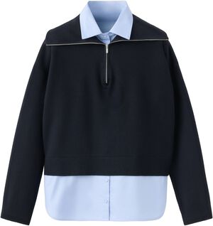 Layered knit jumper with shirt