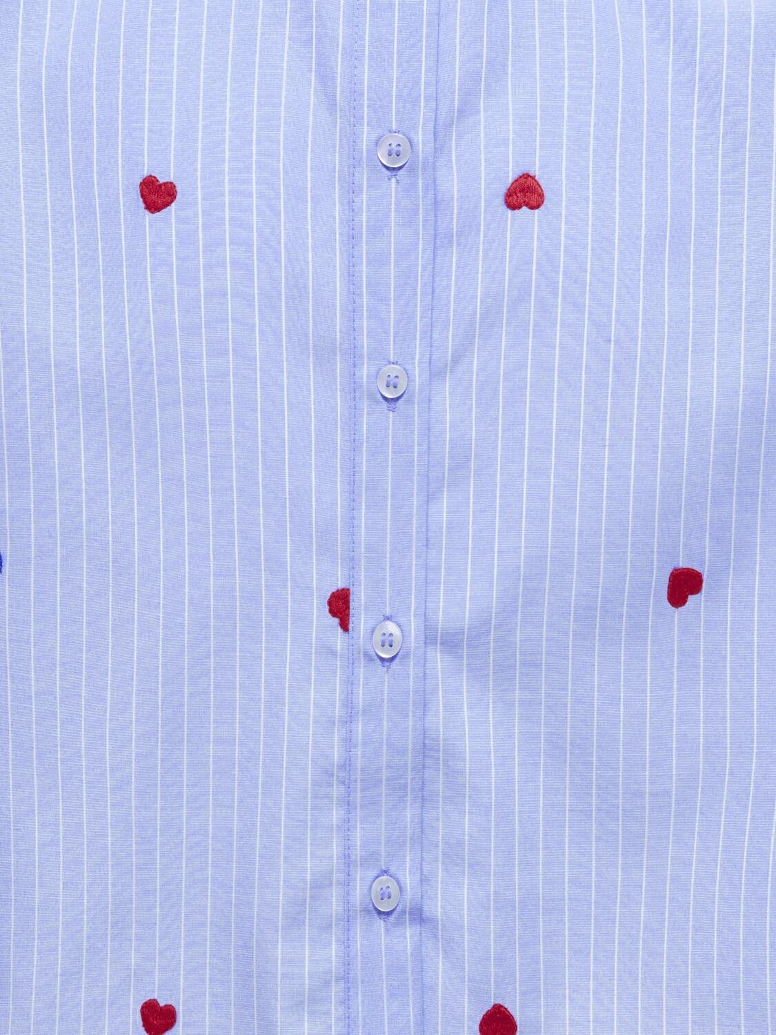 KOGNEW LINA SS STRIPE EMB SHIRT WVN