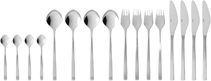 Bestickset Fuga 16 delar Matt/Blankt stål