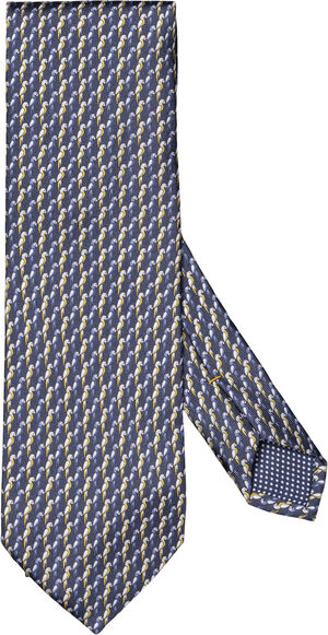 Dark blue Motif Print Silk Tie