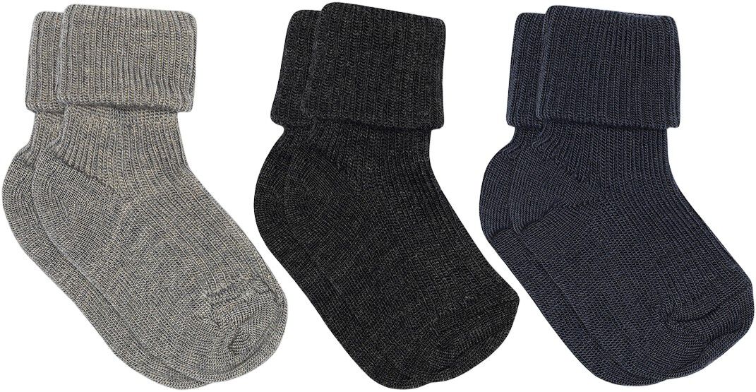 Wool rib baby socks 3 pack