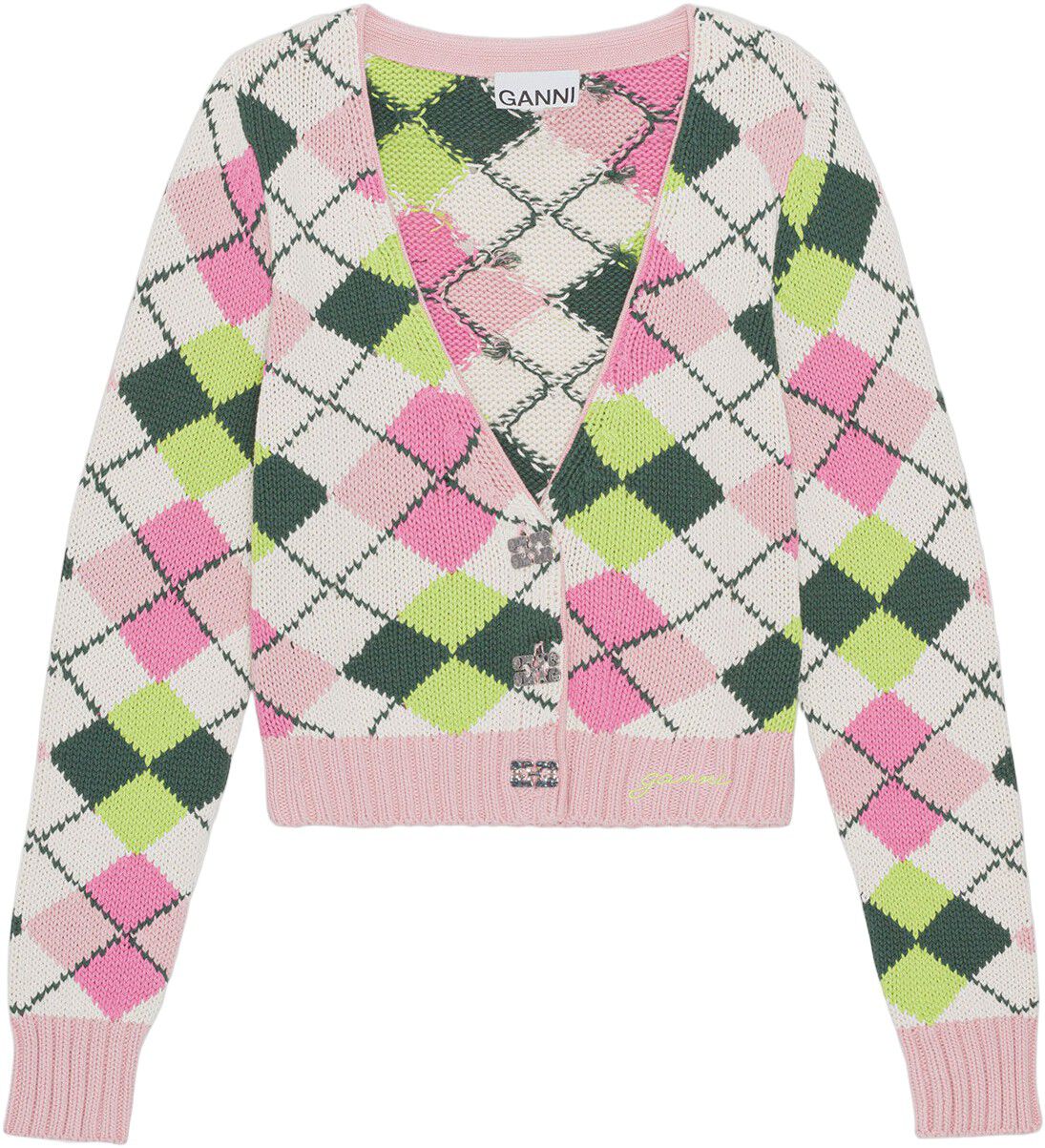 Graphic Cotton V-neck Cardigan