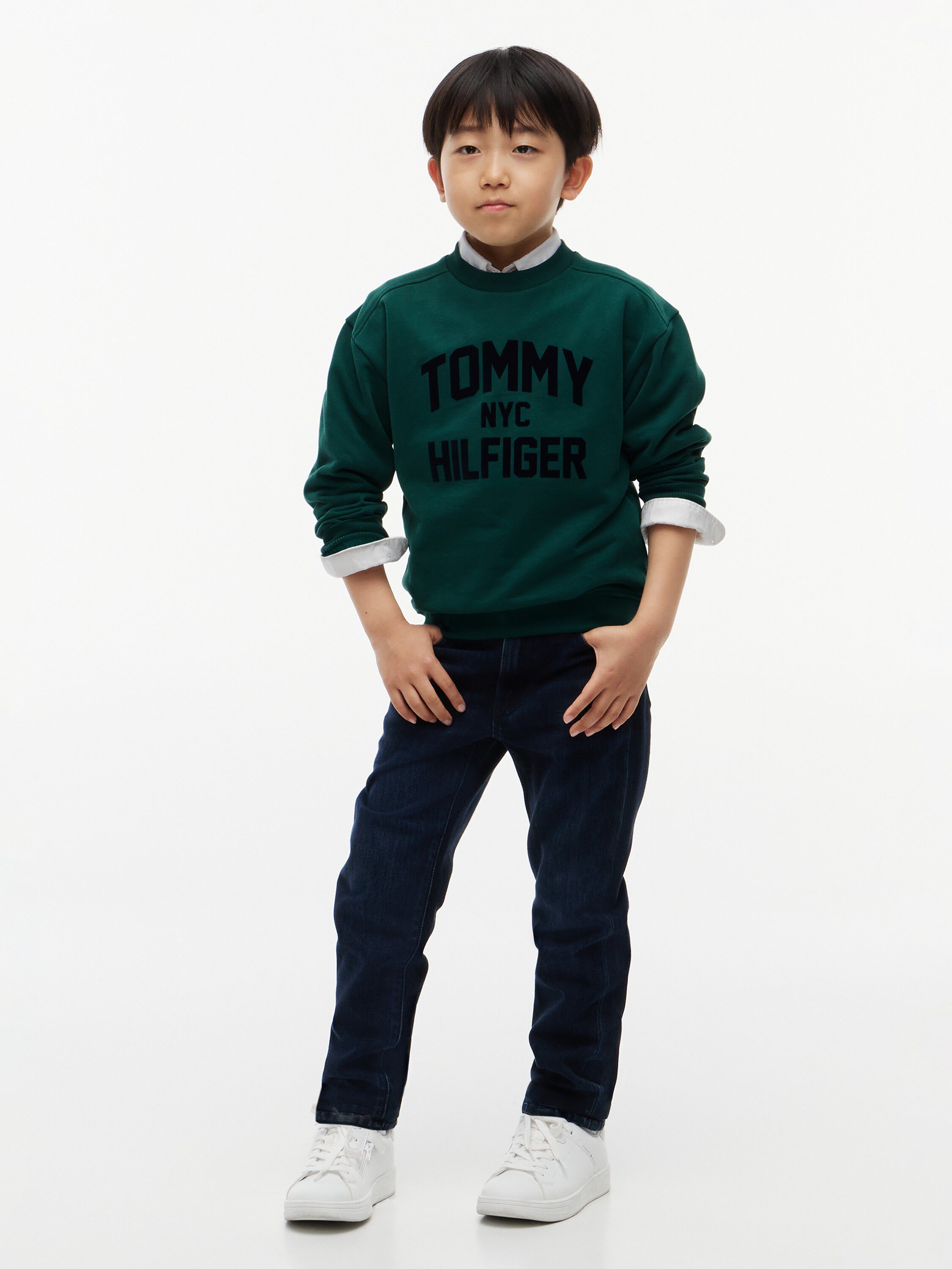 Logo Sueded Crew Neck Sweatshirt