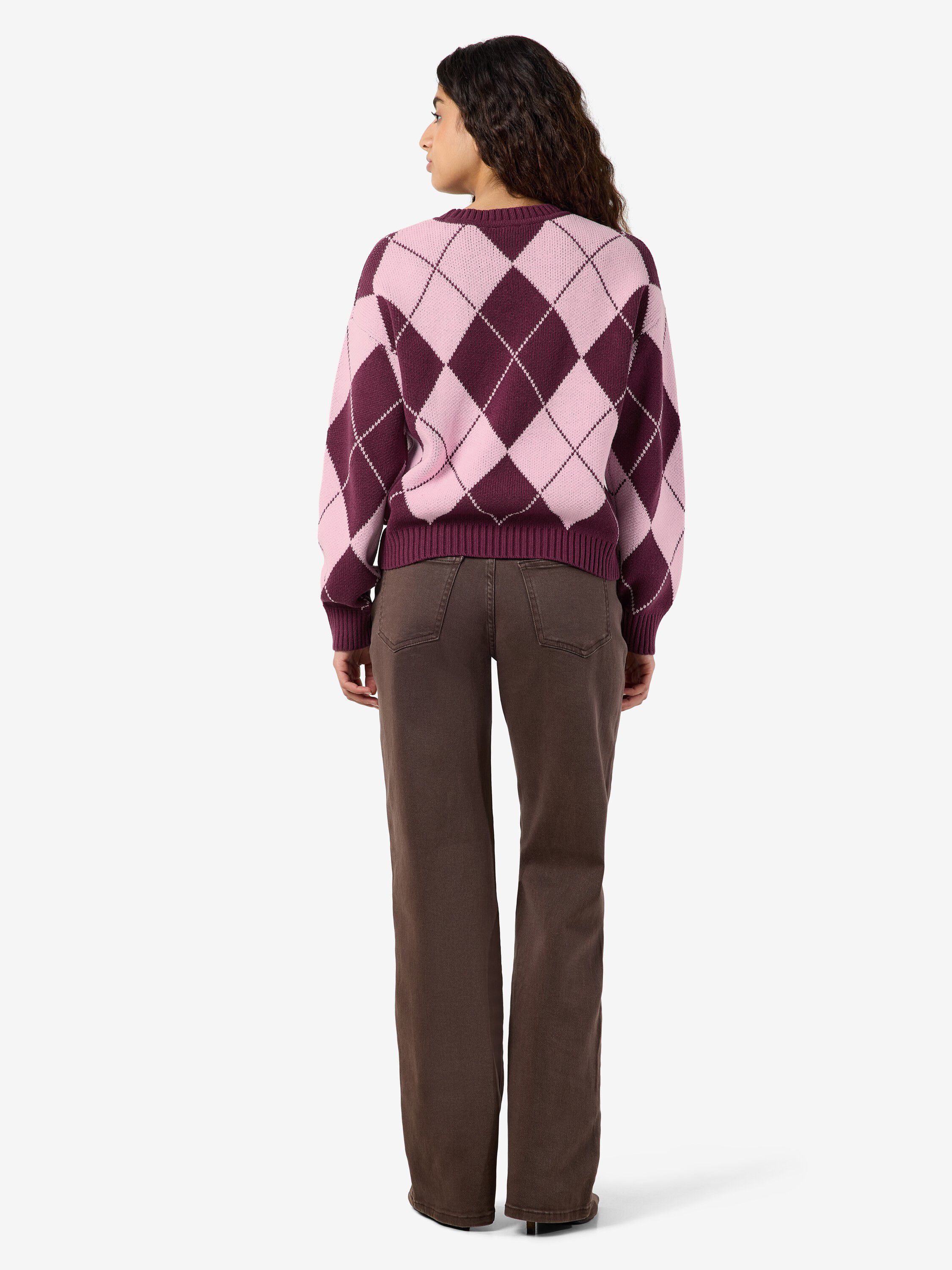 Hotell n&auml;ra Nmacy L/S O-Neck Argyle Knit
