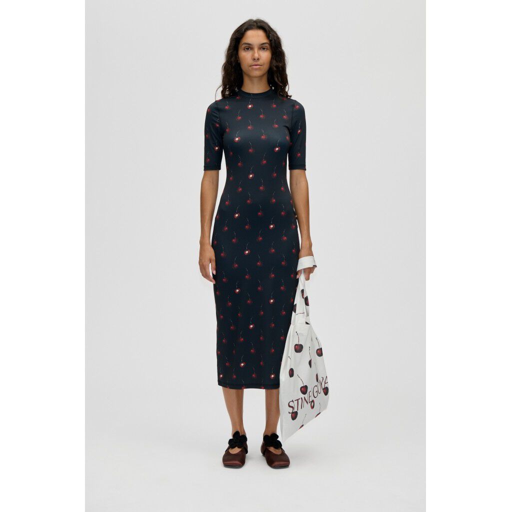 2244 Stocking Jersey, Short Sleeve Crewneck Midi Dress