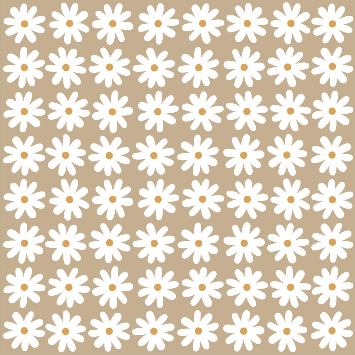 Serviet 20x20 cm beige m/hvide margueritter