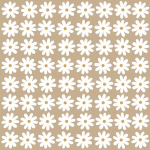 Serviet 20x20 cm beige m/hvide margueritter