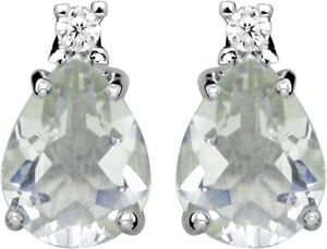 Green amethyst drop ørestikker - Sølv