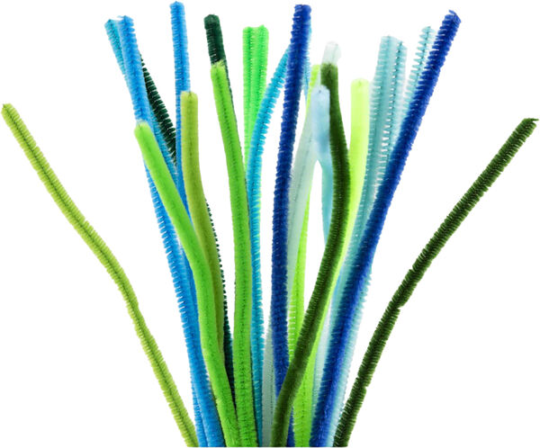 Chenille, L: 30 cm, tykkelse 6 mm, grøn/turkis harmoni, 25st