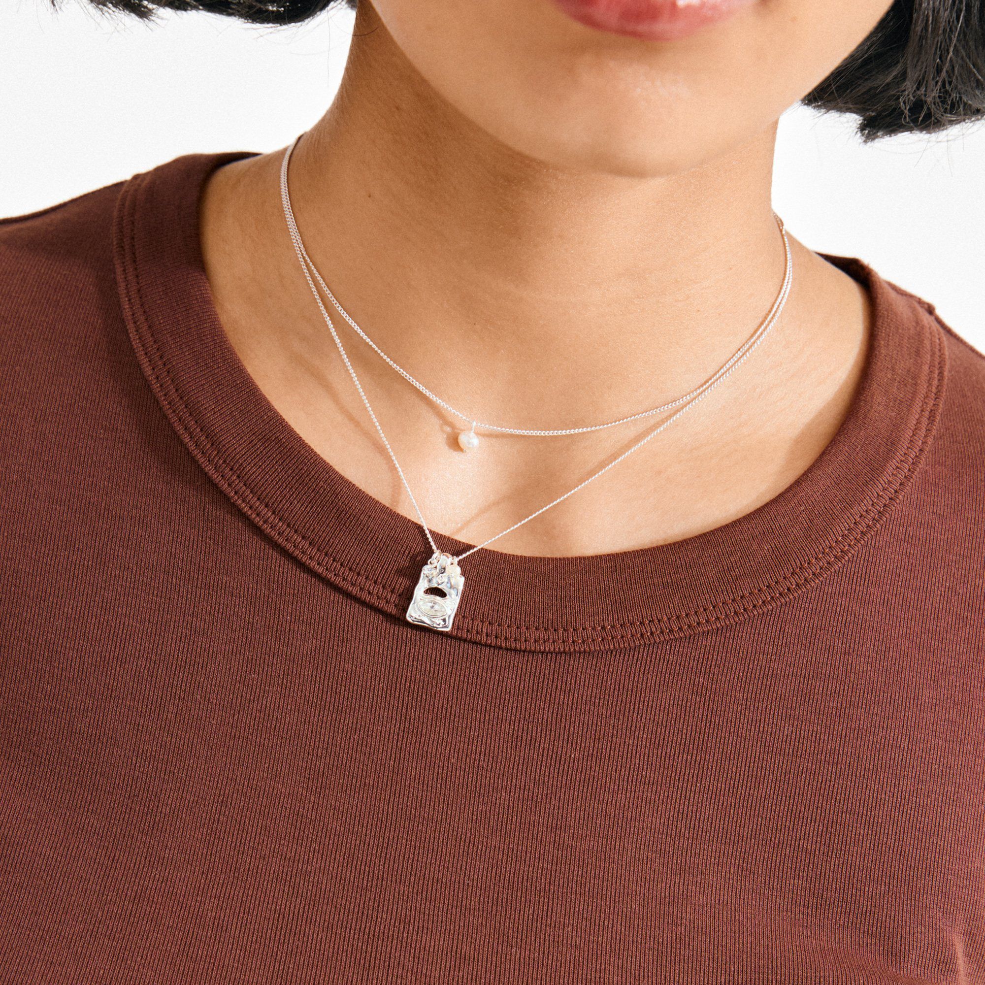 FIRE halsk&aelig;de 2-i-1 s&aelig;t, s&oslash;lvbelagt