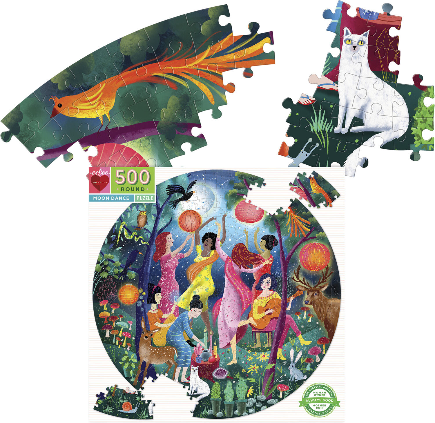 eeBoo - Rundt puslespil 500 brk - Moon Dance