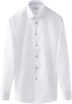 Contemporary Fit White Signature Twill Shirt Grey Details