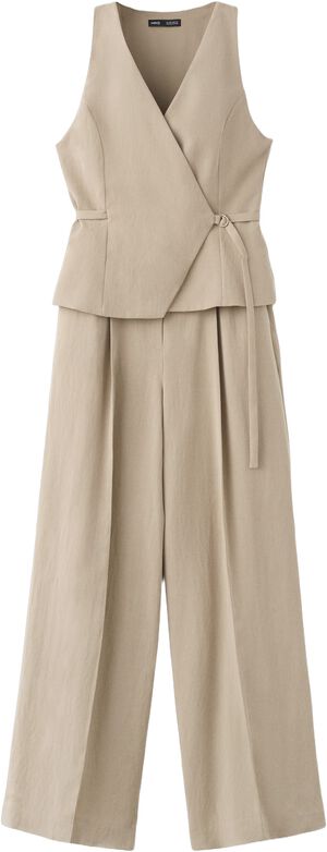 Combined lyocell crossover jumpsuit