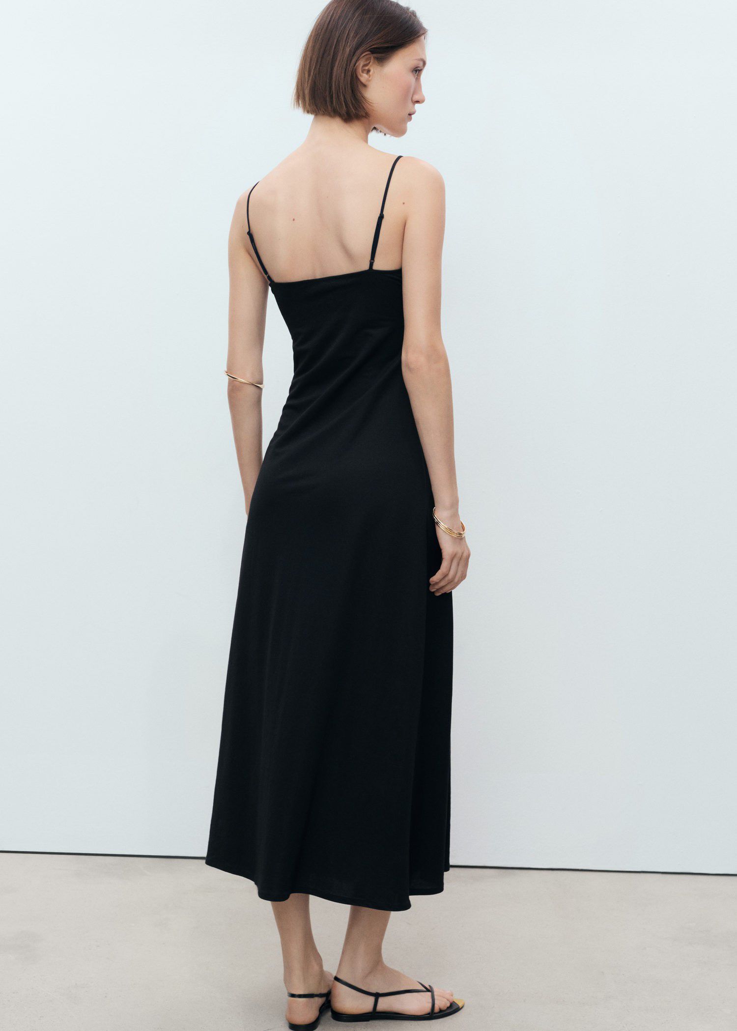 Long dress with bow neckline