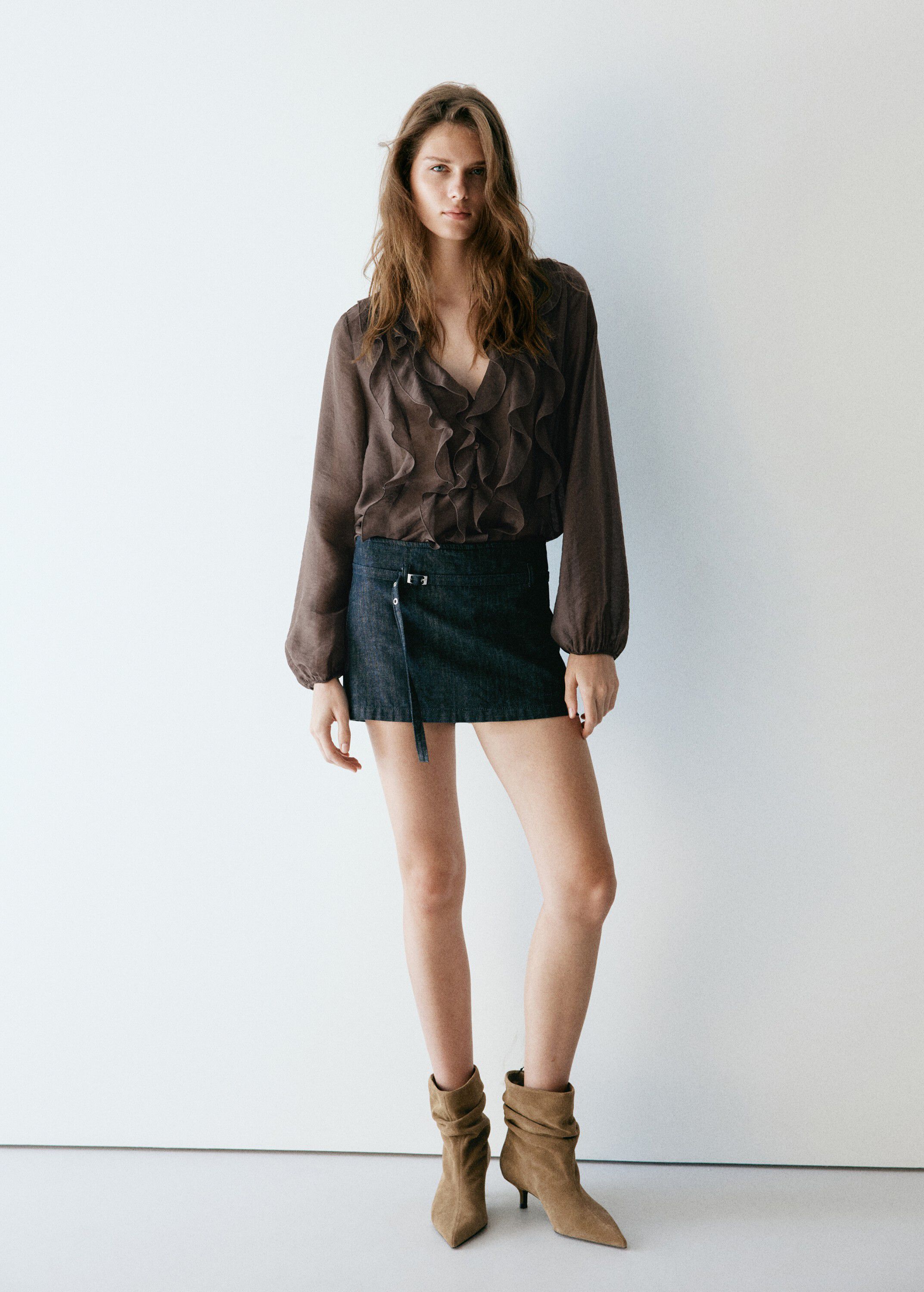 Ruffled lyocell blouse