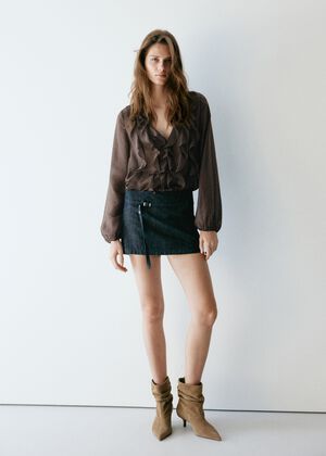Ruffled lyocell blouse