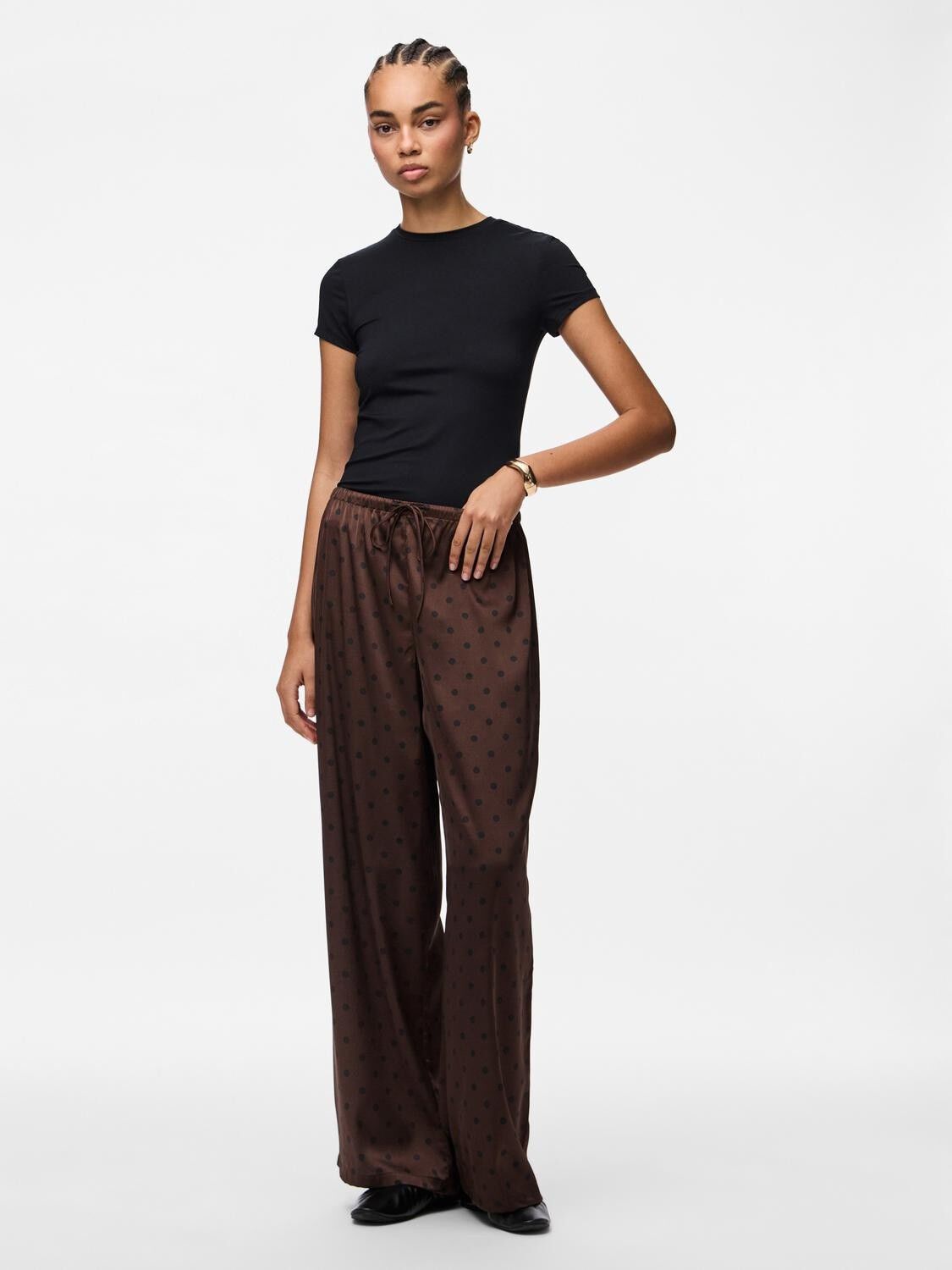 PCJYTTA MW STRAIGHT SATIN PANTS WVN