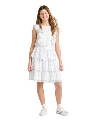 Dress chiffon with flounces ao