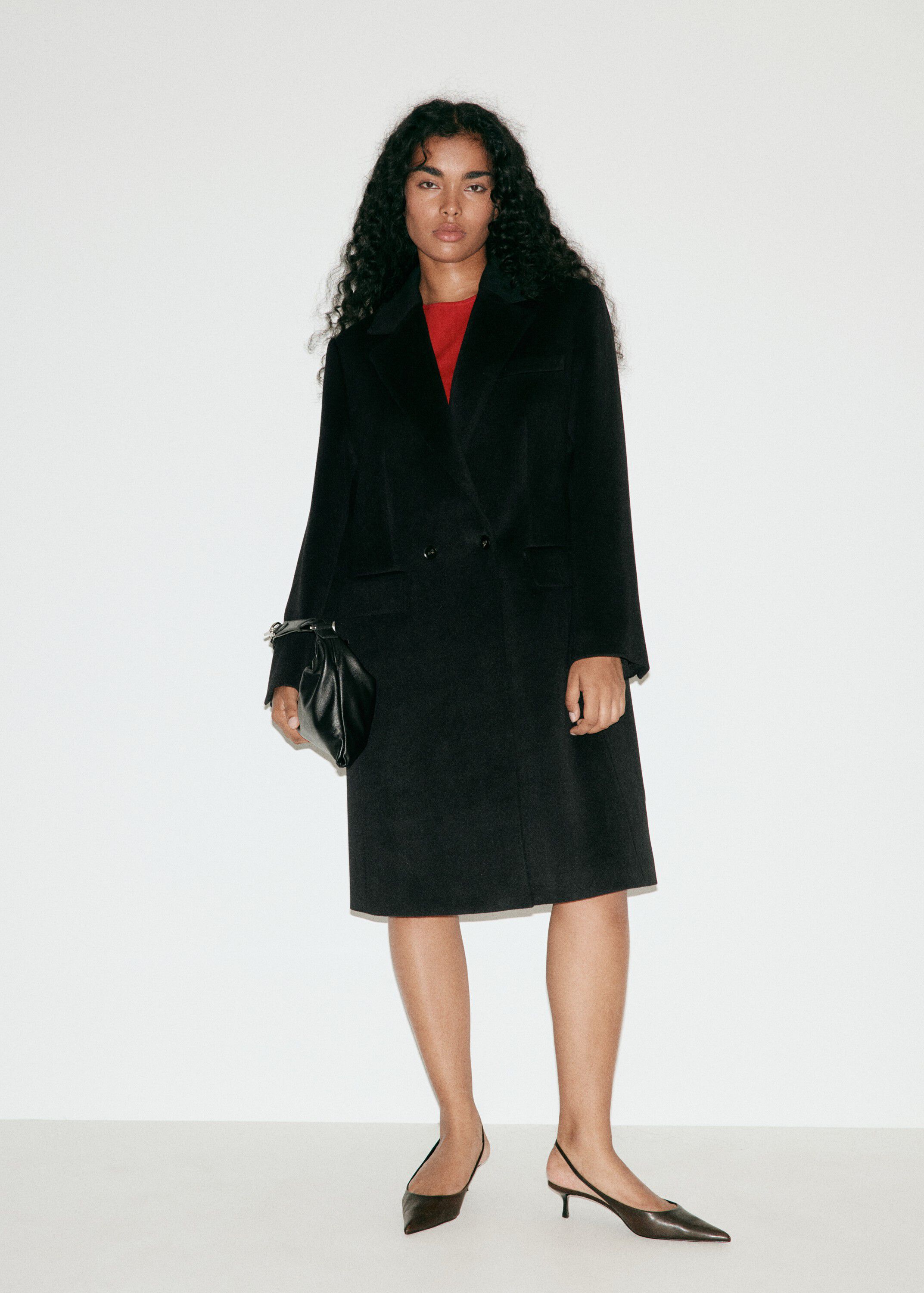 Double-breasted wool coat