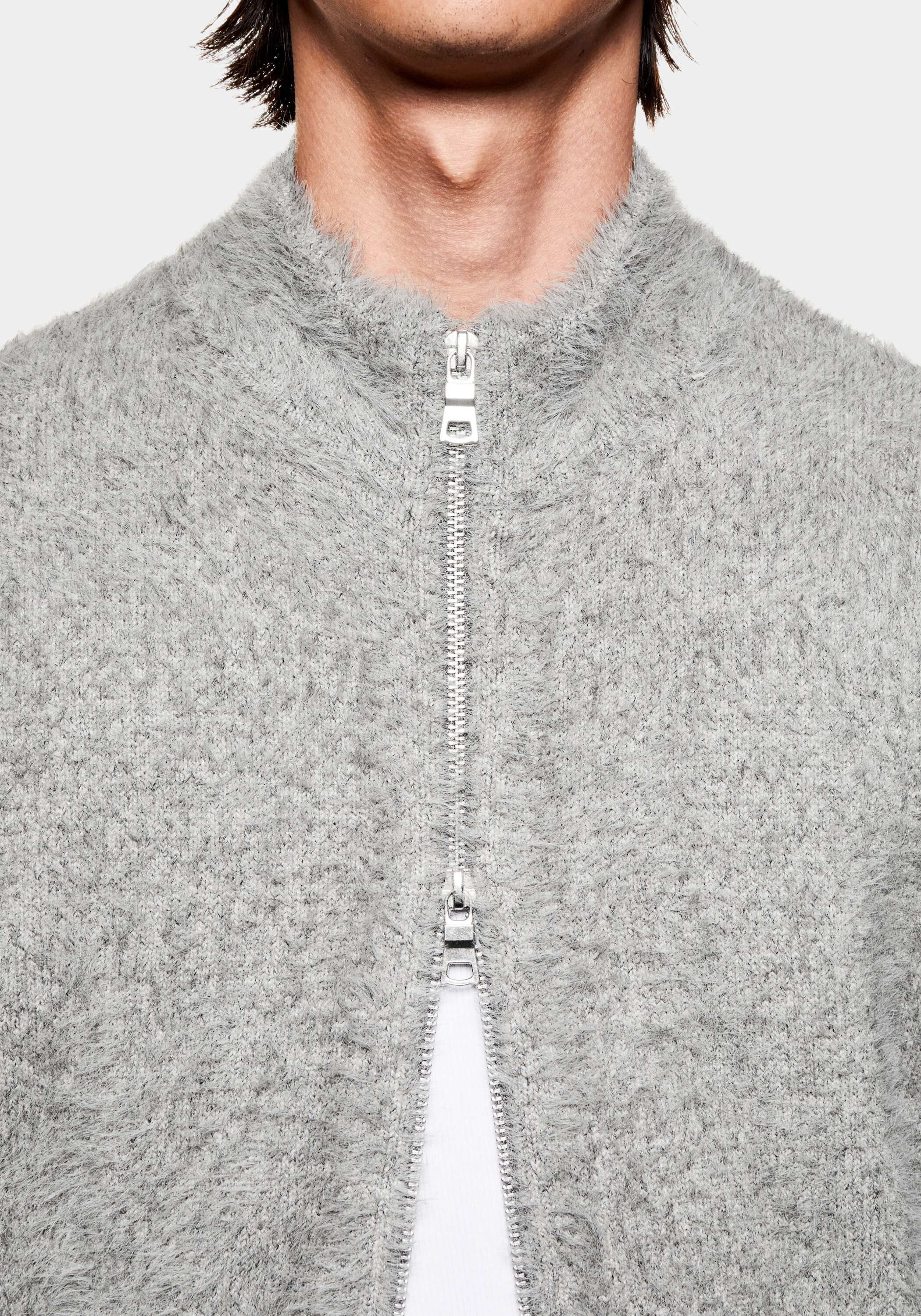 FAUX ALPACA KNIT TRACK JACKET