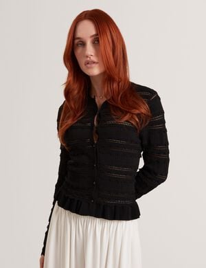 AVRIA Knitted Cardigan With Frill D