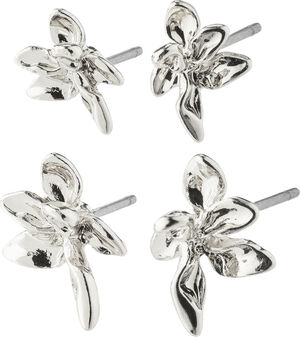 RIKO recycled earrings, 2-in-1 set, silver-plated