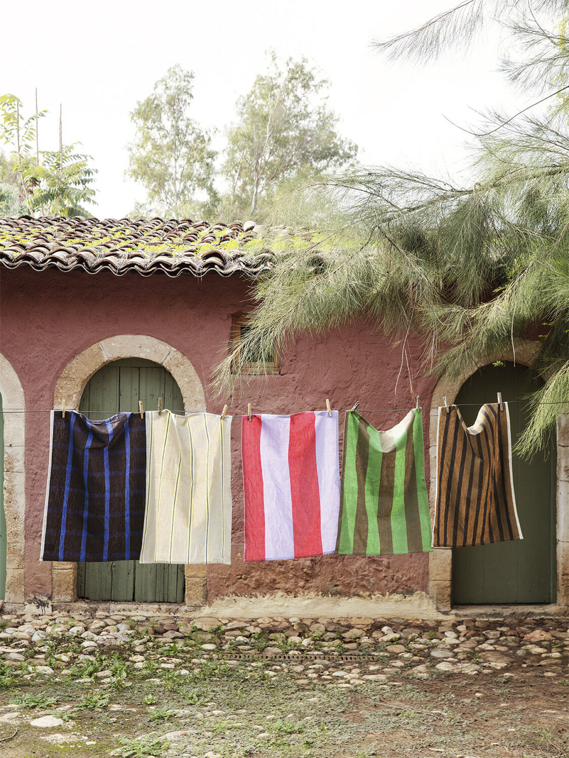 Hale Tea Towel - Red/Lilac