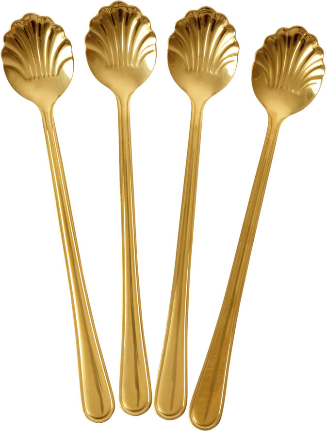 Stainless Steel Seashell Latte Spoon - Gold - Set of 4