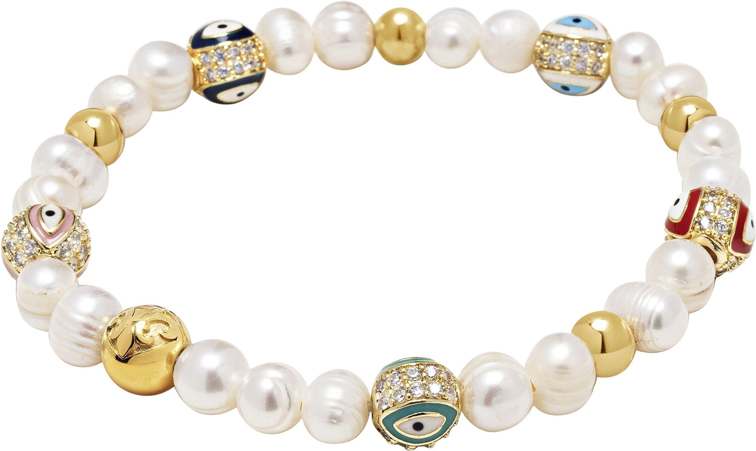 Men's Evil Eye Pearl Bracelet