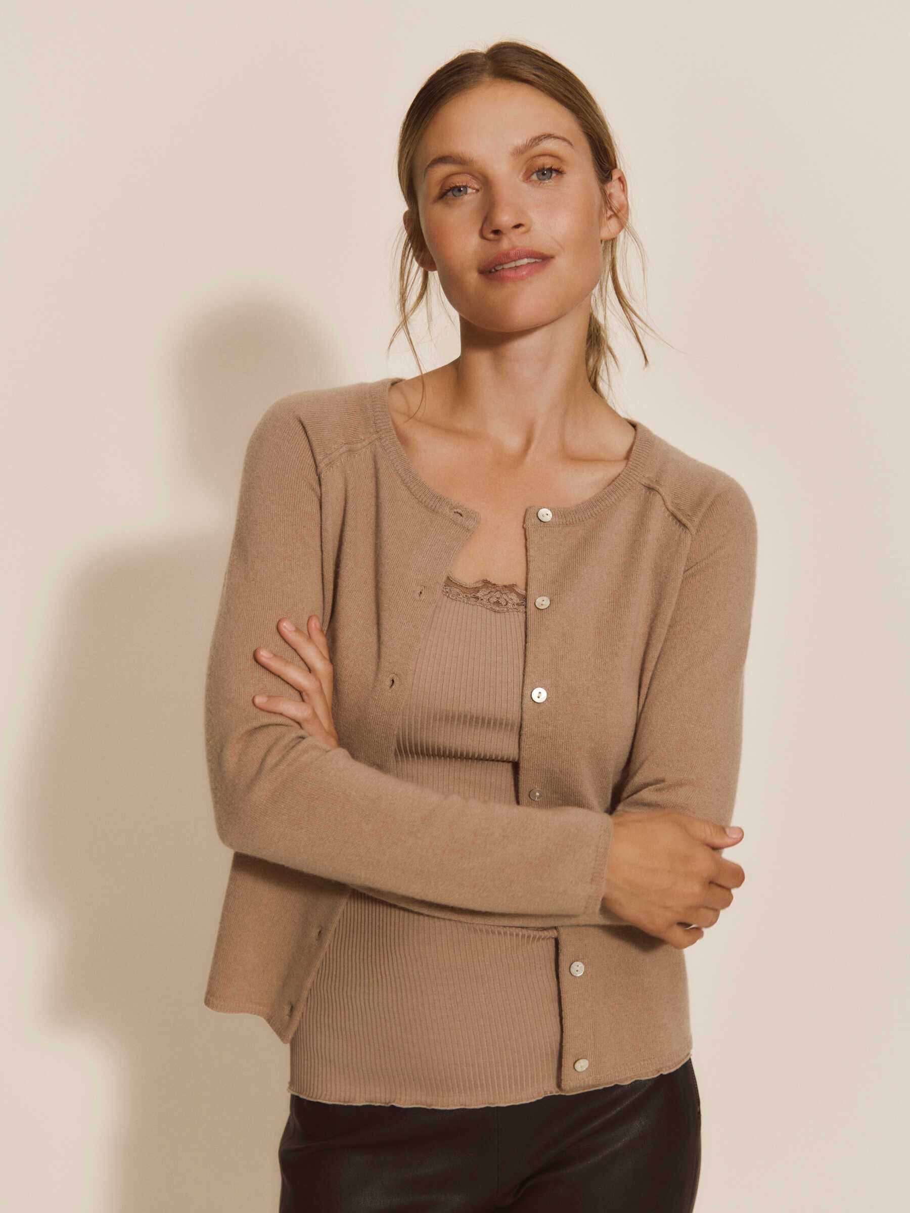 RWLaica Cashmere LS O-neck Raglan Cardigan